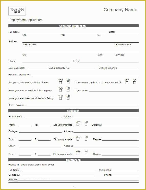 Free Basic Job Application Template Of 22 Employment Application form Template Free Word Pdf