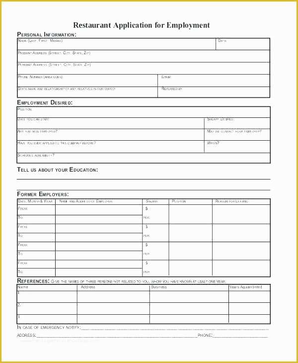 Free Basic Job Application Template Of Basic Employment Application Template Free Basic Job