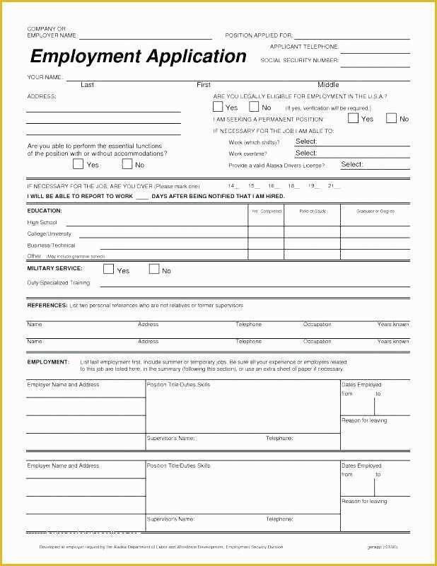 Free Basic Job Application Template Of Basic Job Application form 6 Sample Printable Job