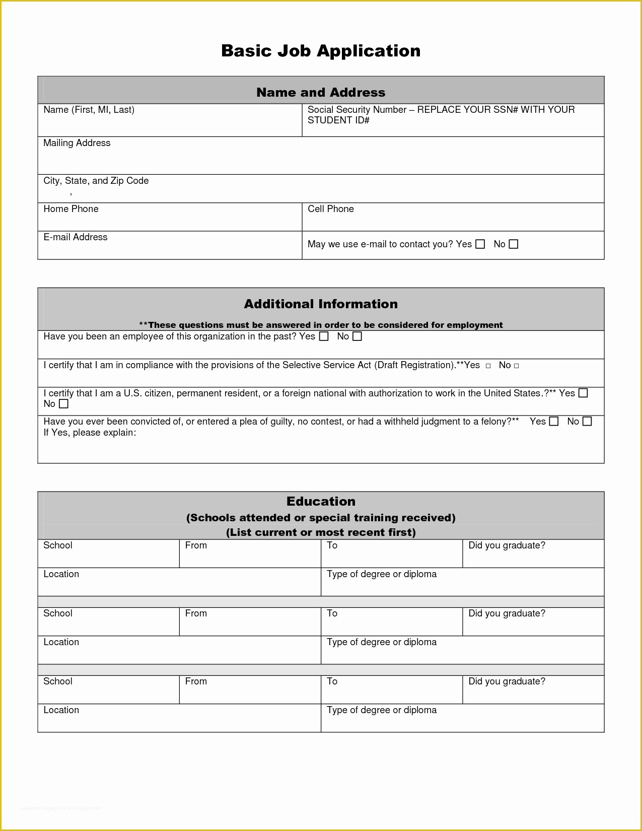 Free Basic Job Application Template Of Best S Of Basic Job Application Template Basic Job