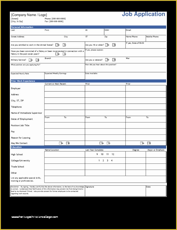 Free Basic Job Application Template Of Search Results for “basic Employment Application
