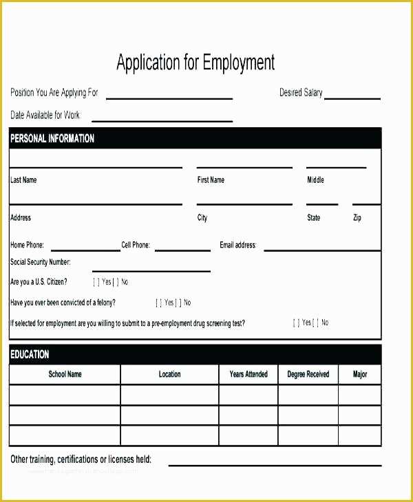 Free Basic Job Application Template Of Work Application Template Free Download Sample Job