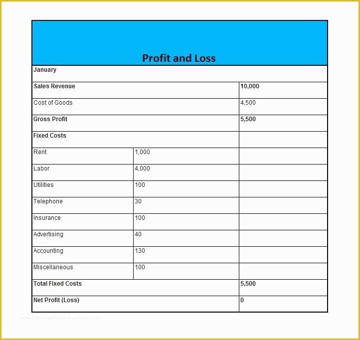 Free Basic Profit and Loss Statement Template Of 35 Profit and Loss Statement Templates & forms