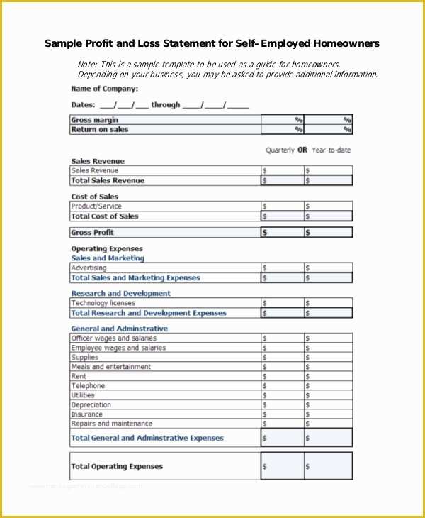 Free Basic Profit and Loss Statement Template Of 8 Sample Profit Loss Statements