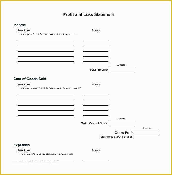 Free Basic Profit and Loss Statement Template Of Free Simple Profit Loss Statement form and A Template for
