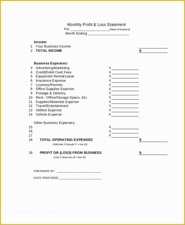 Free Basic Profit and Loss Statement Template Of Profit & Loss Statement Template 13 Free Pdf Excel