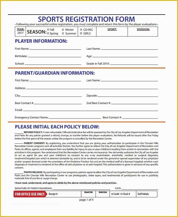 Free Basketball Registration Form Template Of 32 Sample Free 