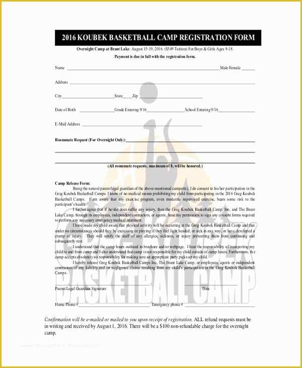 Free Basketball Registration form Template Of 51 Printable Registration forms