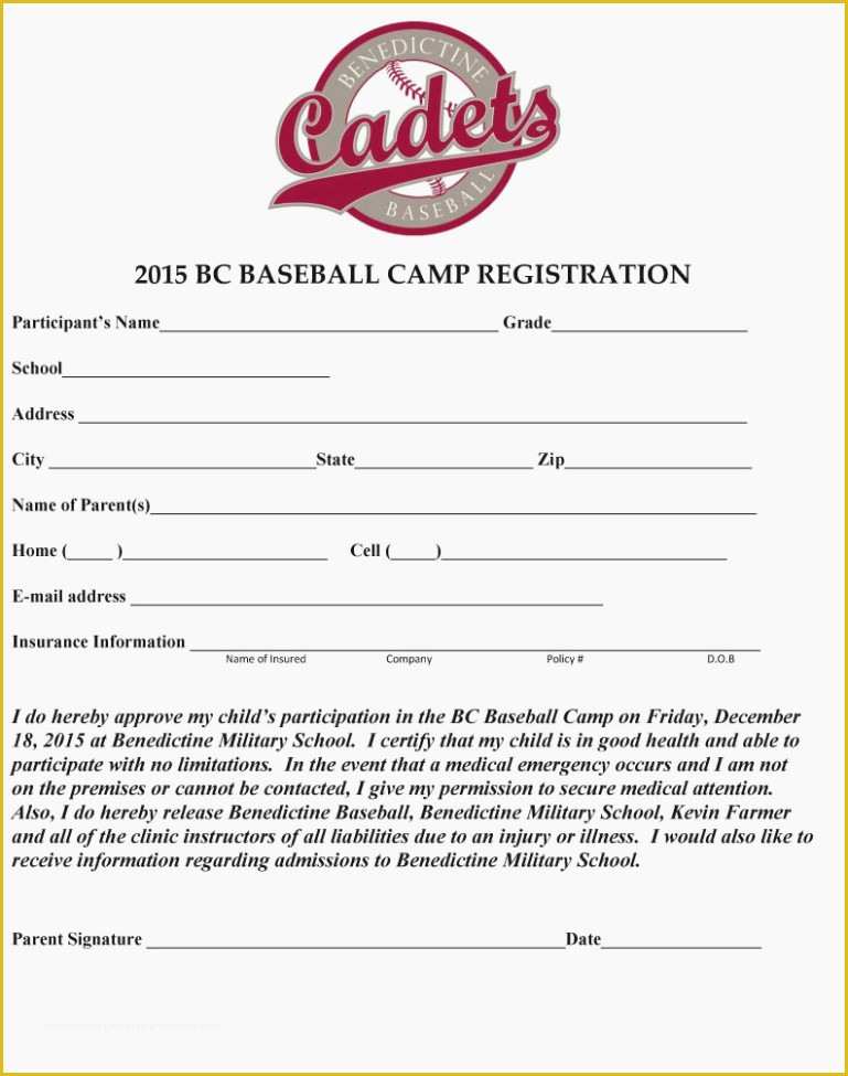 Free Basketball Registration form Template Of Baseball Camp Registration form Template – Templates