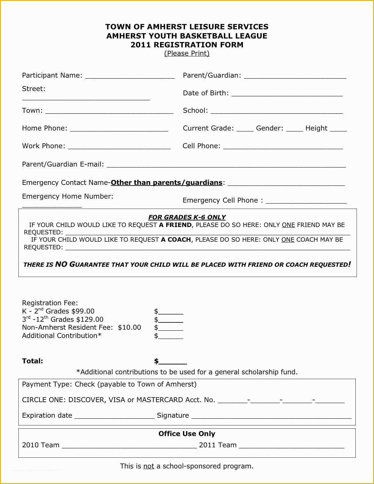 Free Basketball Registration form Template Of Basketball Registration form Template