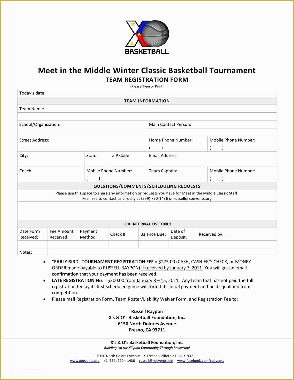 Free Basketball Registration form Template Of Basketball Registration form Template