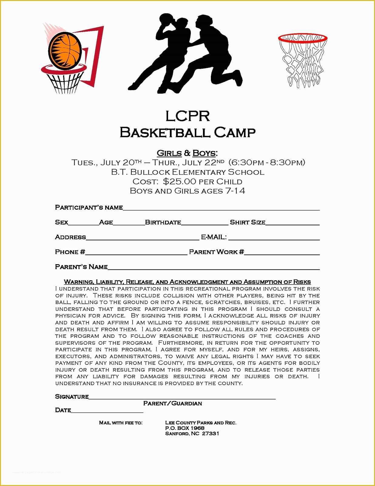 Free Basketball Registration form Template Of Lee County Government July 2010