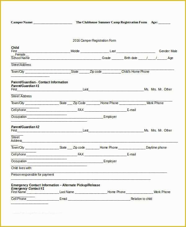Free Basketball Registration form Template Of Registration form Template 9 Free Pdf Word Documents