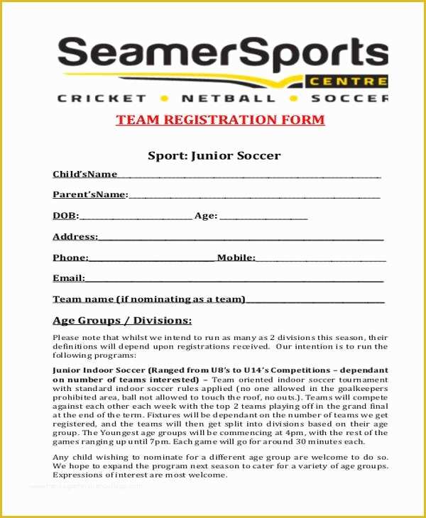 Free Basketball Registration form Template Of Registration form Templates