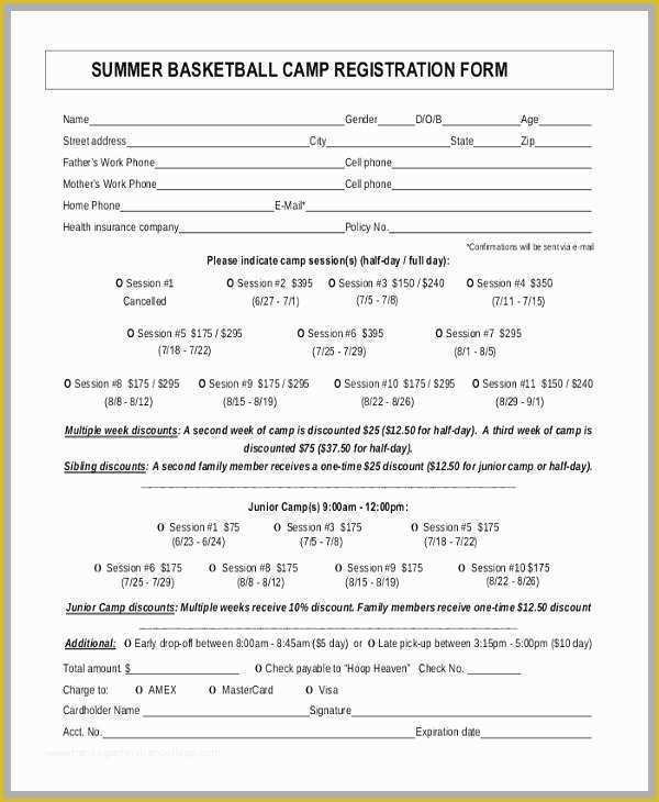 Free Basketball Registration form Template Of Sample Sign Up forms Templates