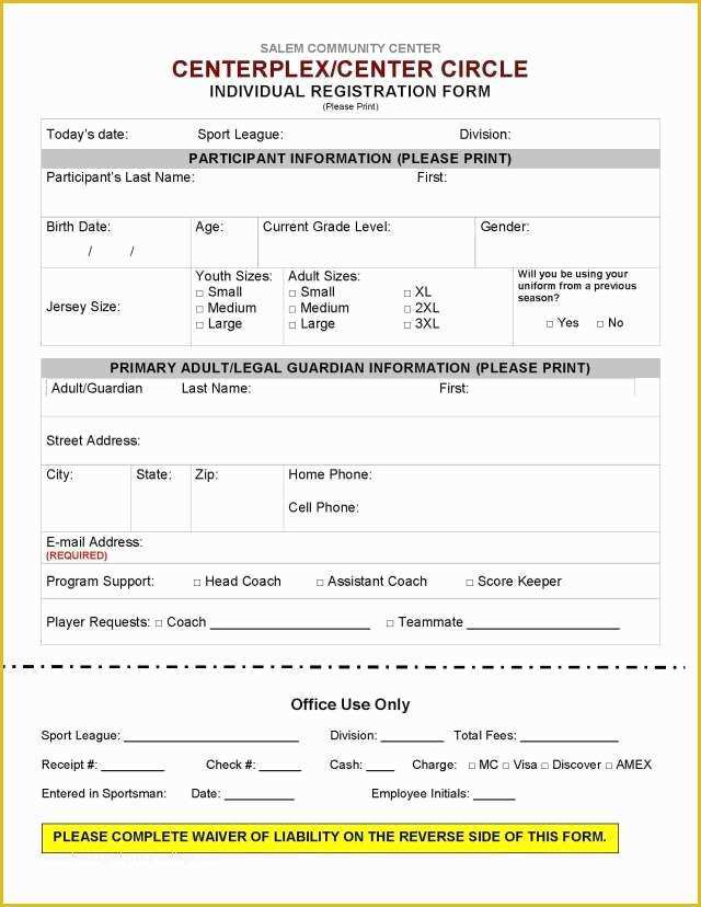 Free Basketball Registration form Template Of Sports Registration forms Template Free Download