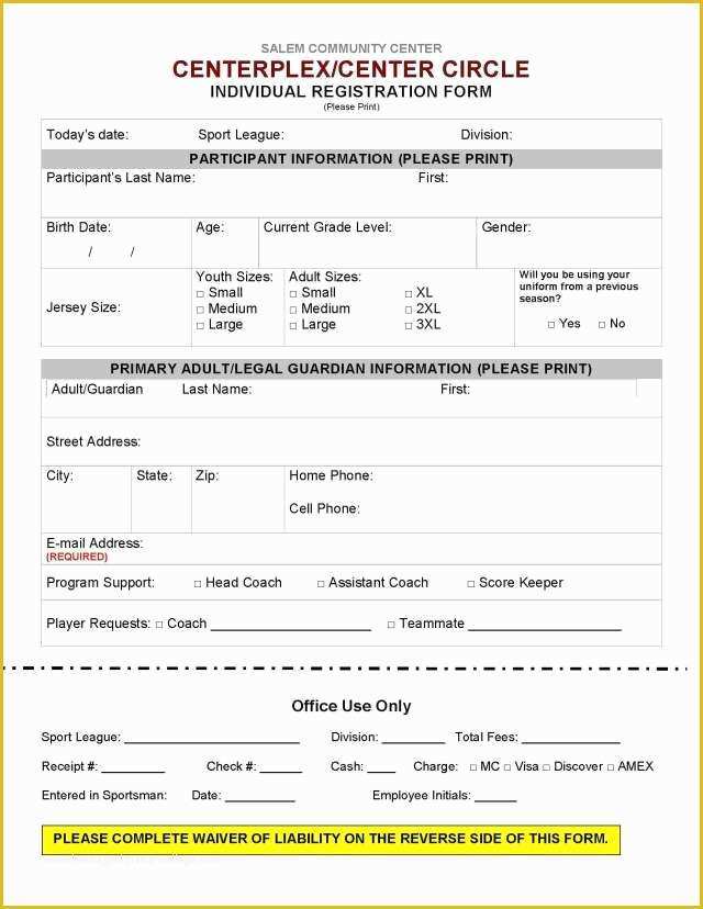 Free Basketball Registration form Template Of Sports Registration forms Template Free Download