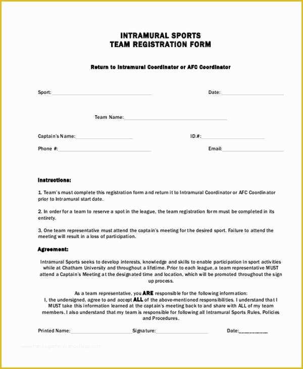 Free Basketball Registration form Template Of Sports Registration forms Template Free Download