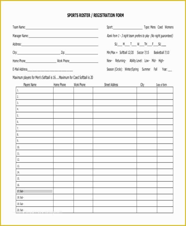 Free Basketball Registration form Template Of Sports Registration forms Template Free Download