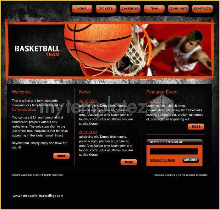 Free Basketball Website Templates Of Free Templates Css Templates Sport Basketball