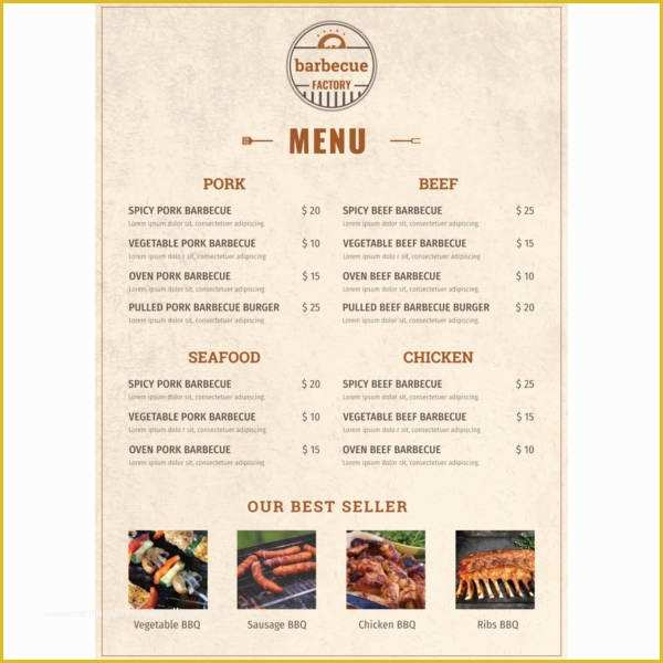Free Bbq Menu Template Of 22 Free Menu Templates Pdf Doc Excel Psd