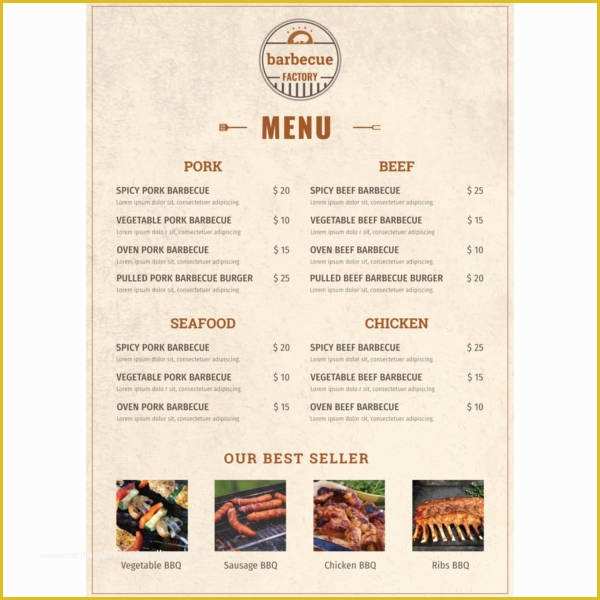 Free Bbq Menu Template Of 22 Free Menu Templates Pdf Doc Excel Psd