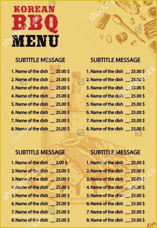 Free Bbq Menu Template Of 22 Printable Bbq Menu Templates Free & Premium Download