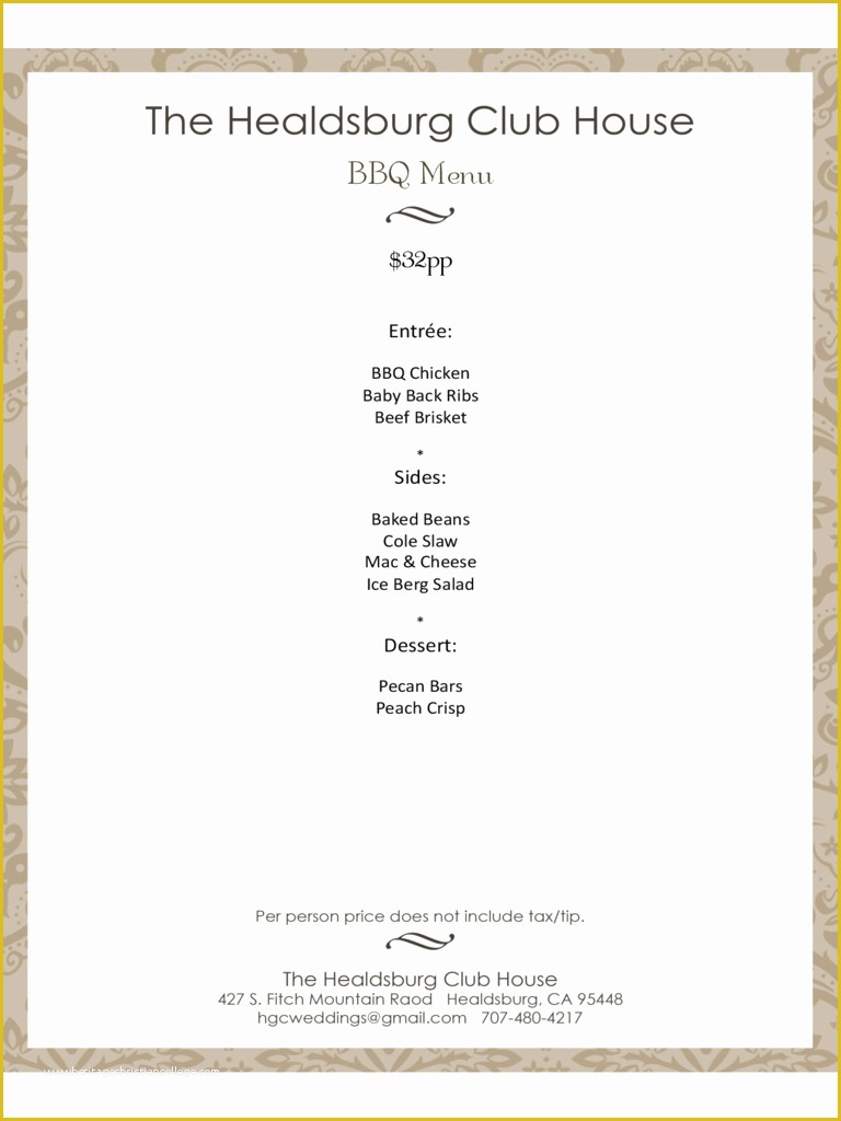 Free Bbq Menu Template Of Bbq Menu Template 2 Free Templates In Pdf Word Excel