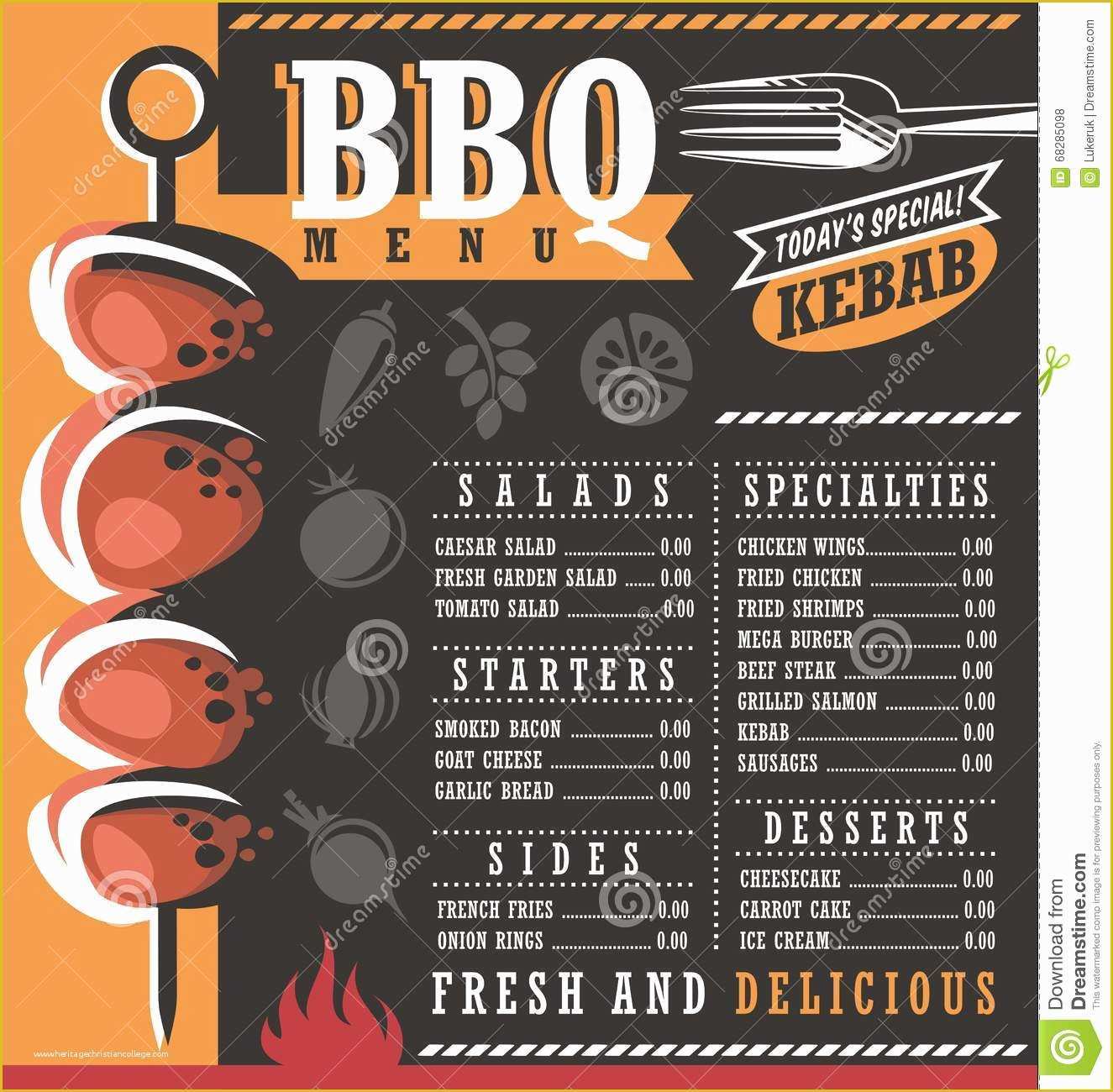 Free Bbq Menu Template Of Bbq Restaurant Menu Design Stock Vector Image