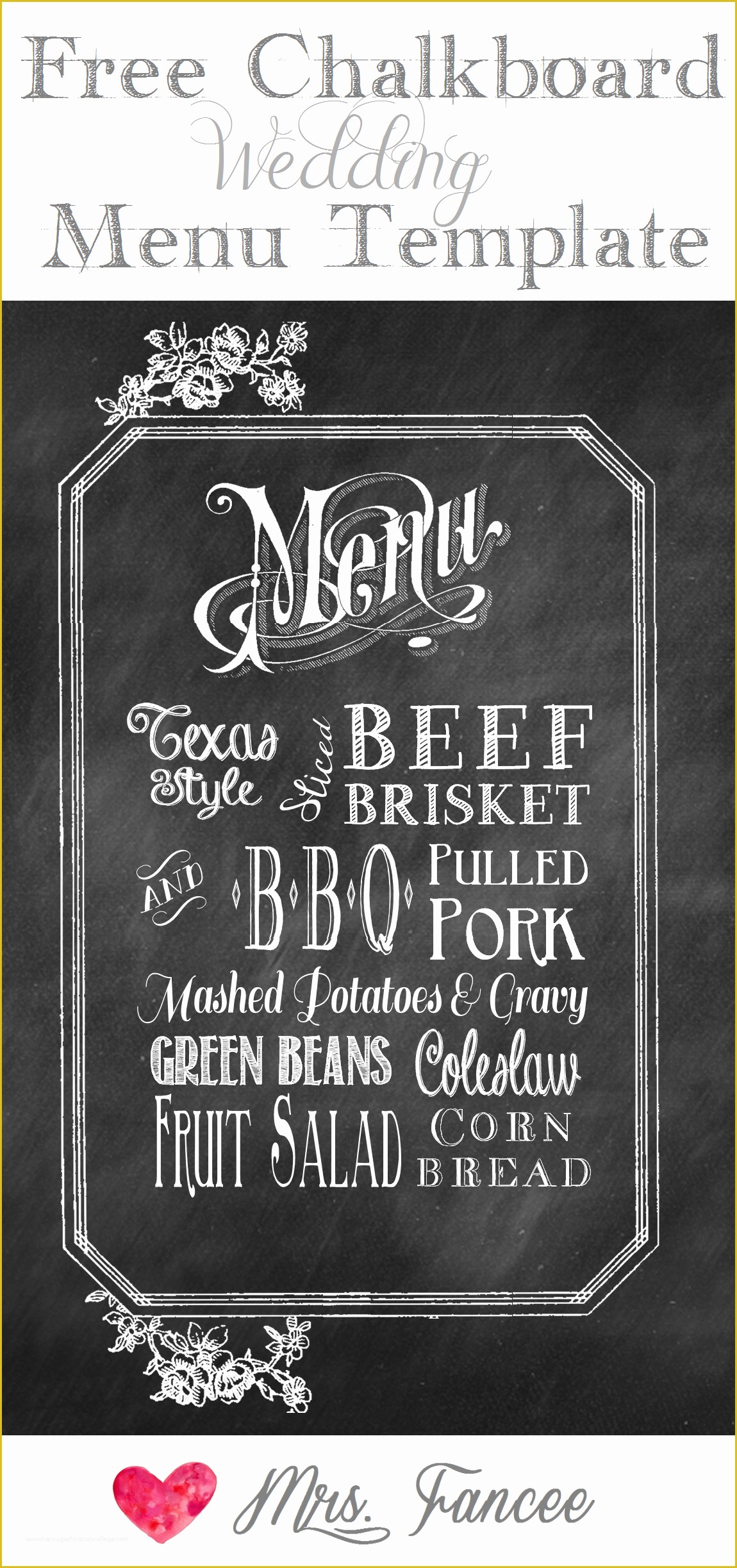 Free Bbq Menu Template Of Chalkboard Wedding Menu Free Template