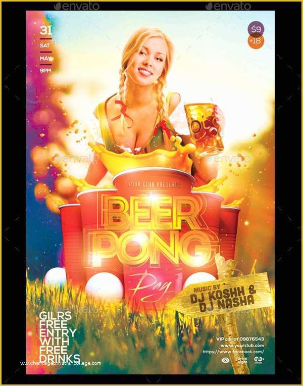 Free Beer Pong Flyer Template Of 18 Beer Party Flyer Templates Free & Premium Download