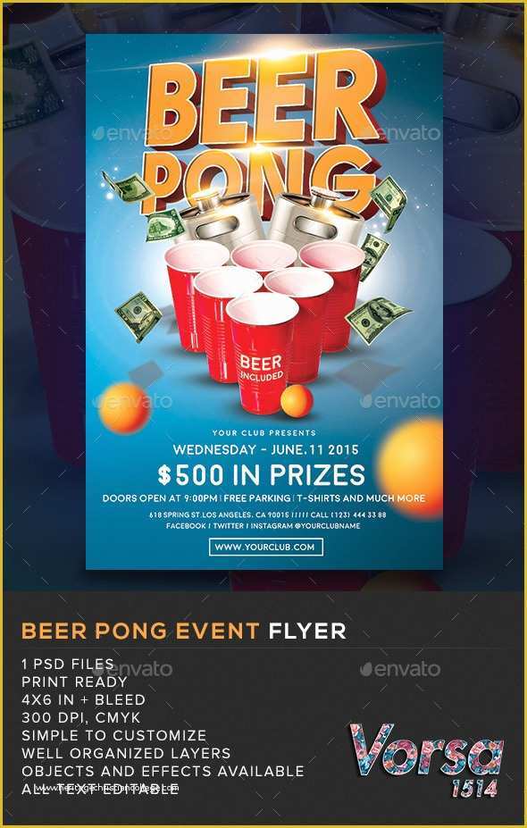 Free Beer Pong Flyer Template Of Beer Pong event Flyer by Vorsa