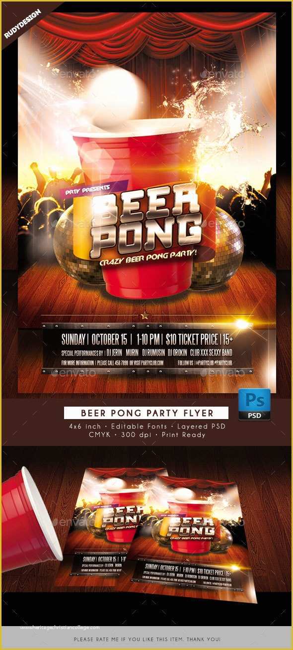 Free Beer Pong Flyer Template Of Beer Pong Party Flyer by Rudydesign
