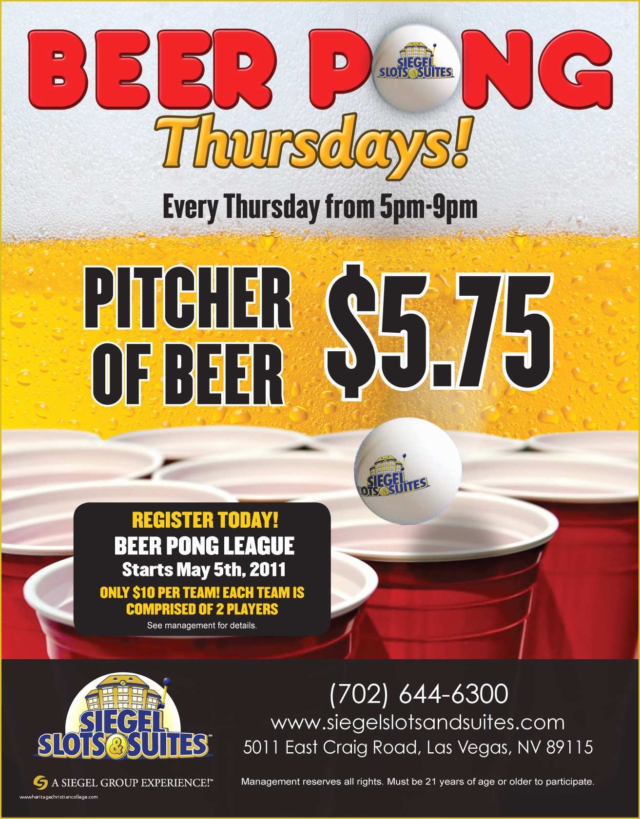 Free Beer Pong Flyer Template Of Siegel Slots & Suites Beer Pong Flyer