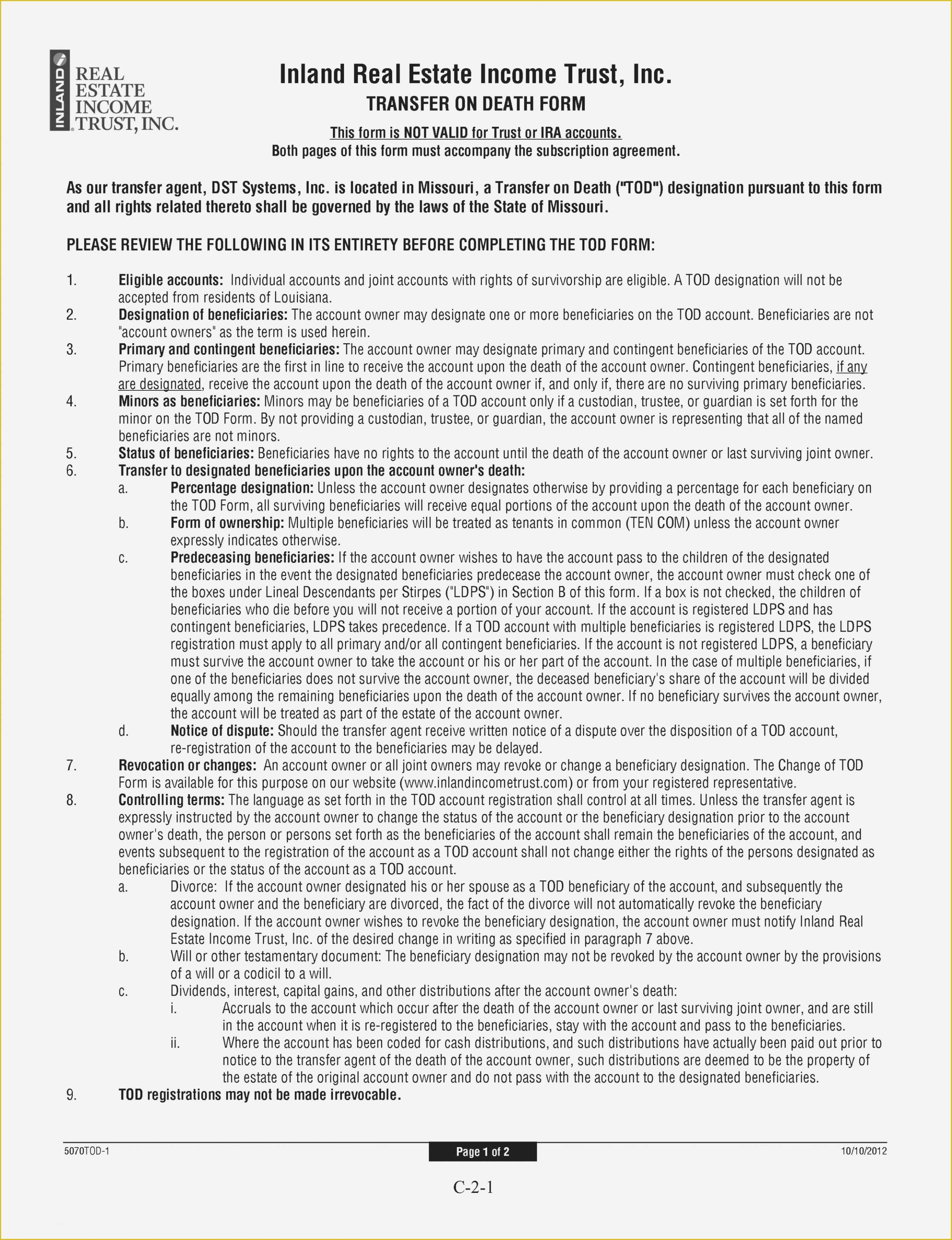 Free Beneficiary Deed Missouri Template Of Ten Missouri Transfer Death Deed form