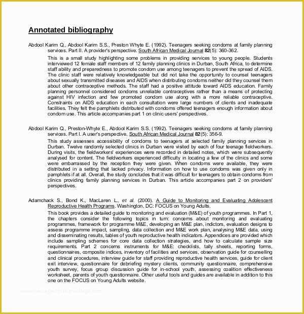 Free Bibliography Template Of 10 Free Annotated Bibliography Templates – Free Sample