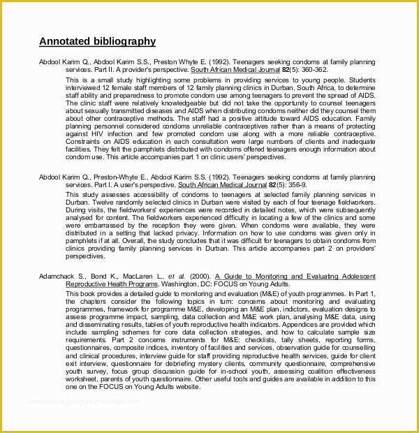 Free Bibliography Template Of 10 Free Annotated Bibliography Templates – Free Sample