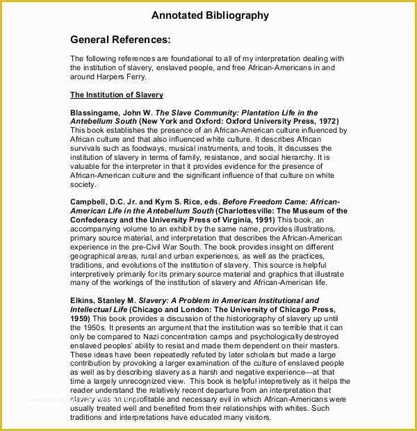 Free Bibliography Template Of 10 Free Annotated Bibliography Templates – Free Sample