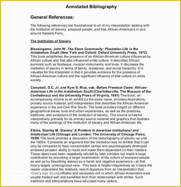 Free Bibliography Template Of 10 Free Annotated Bibliography Templates – Free Sample