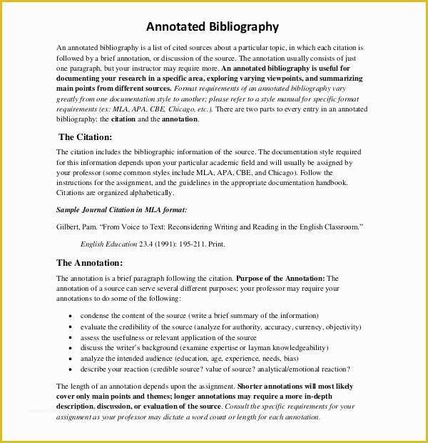 Free Bibliography Template Of 10 Free Annotated Bibliography Templates – Free Sample