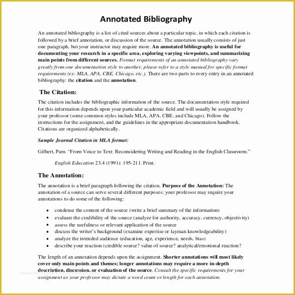 Free Bibliography Template Of 11 Mla Annotated Bibliography Templates Free Pdf Examples