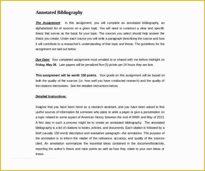 Free Bibliography Template Of 26 Types Of Bibliography Templates
