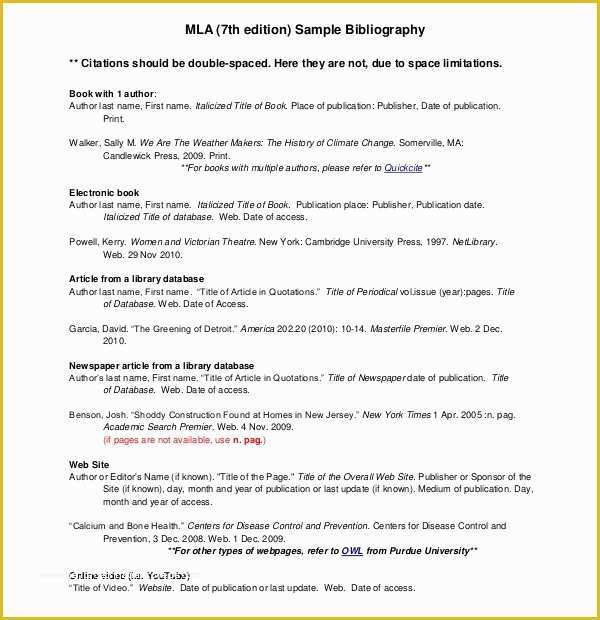 Free Bibliography Template Of 8 Mla Annotated Bibliography Templates &amp; Samples Doc