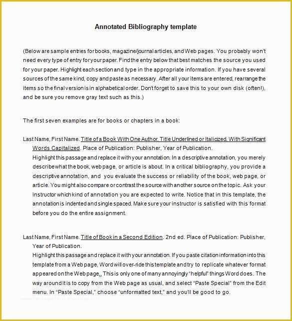 Free Bibliography Template Of 9 Annotated Bibliography Templates – Free Word & Pdf