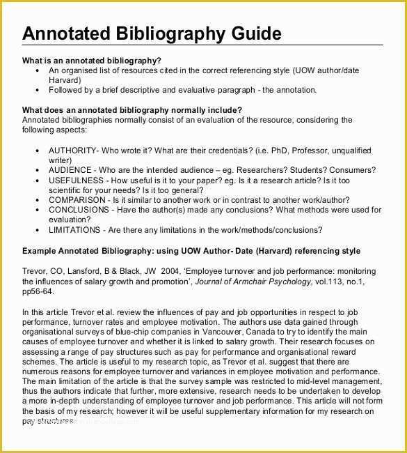 Free Bibliography Template Of Annotated Bibliography Templates – 10 Free Word Pdf