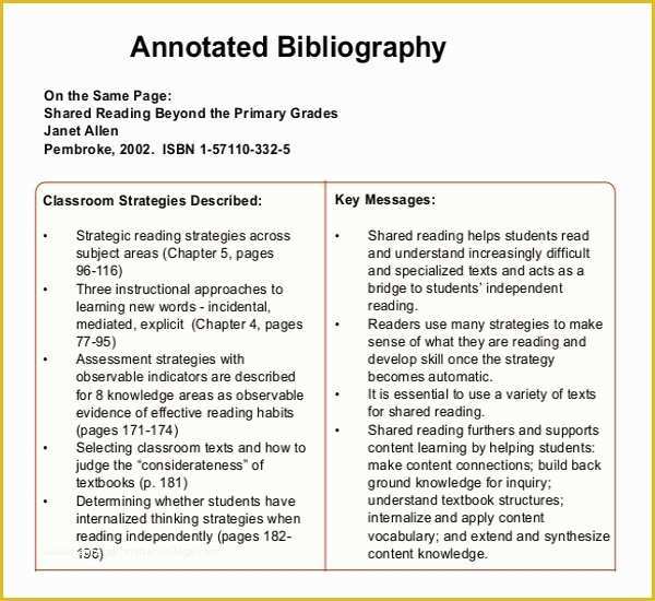 Free Bibliography Template Of Blank Annotated Bibliography Template – 10 Free Word Pdf