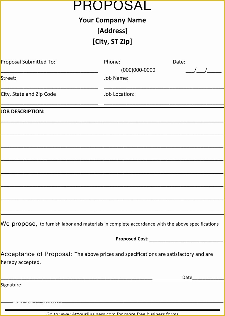 Free Bid Proposal Template Of Job Proposal Template Templates Pinterest