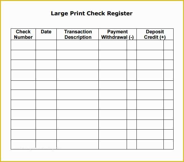 Free Big Check Template Download Of 10 Sample Check Register Templates to Download