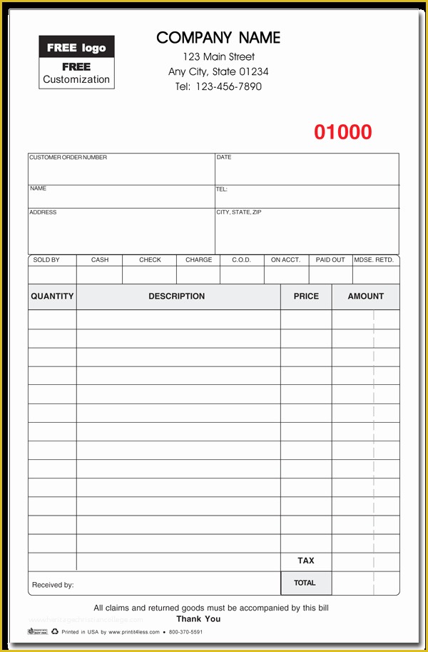 Free Bill Invoice Template Printable Of 11 Billing Receipt Template Free