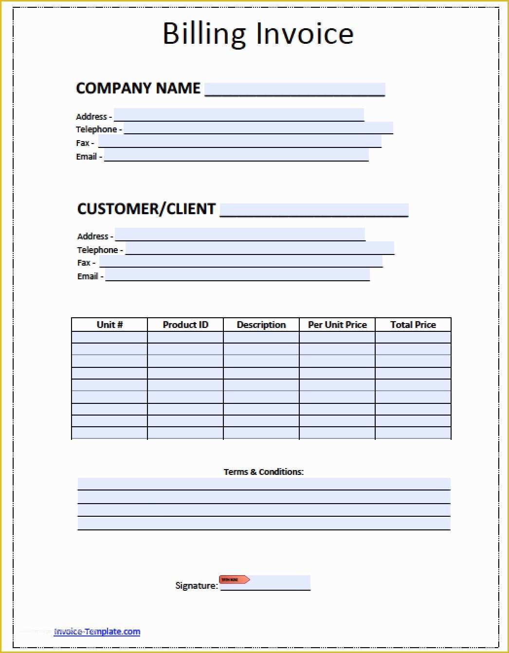 Free Bill Invoice Template Printable Of Billing Invoice Template Download Free Blank Invoice